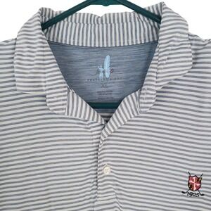 Johnnie-O Featherweight Polo Mens XL Blue Striped Performance 1925 Crest READ